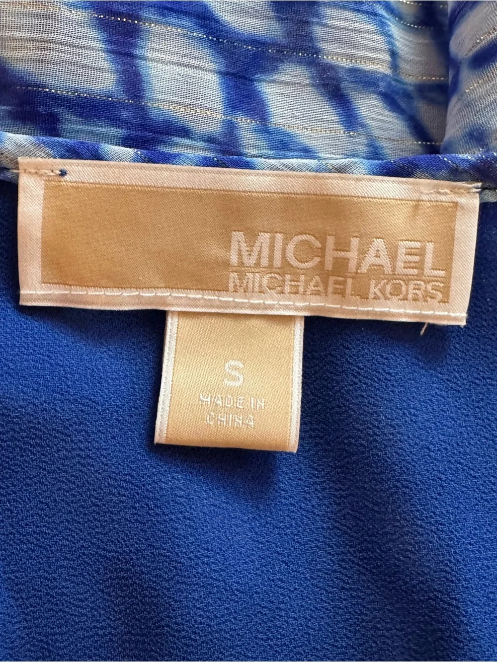 Michael Kors Blue and White Tiered Maxi Dress